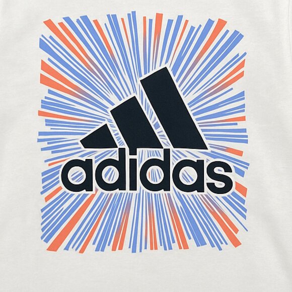 NWT - Adidas Boys White Tee with Flair Box Logo – Size 8 - Picture 4 of 5